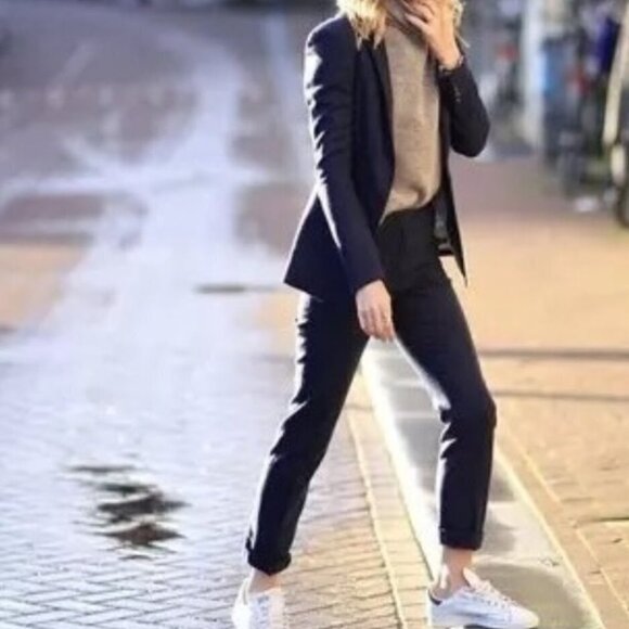 REISS Seville Trouser in Navy Blue Slim Leg Tailored Pants Workwear Women's 6 - Picture 1 of 10